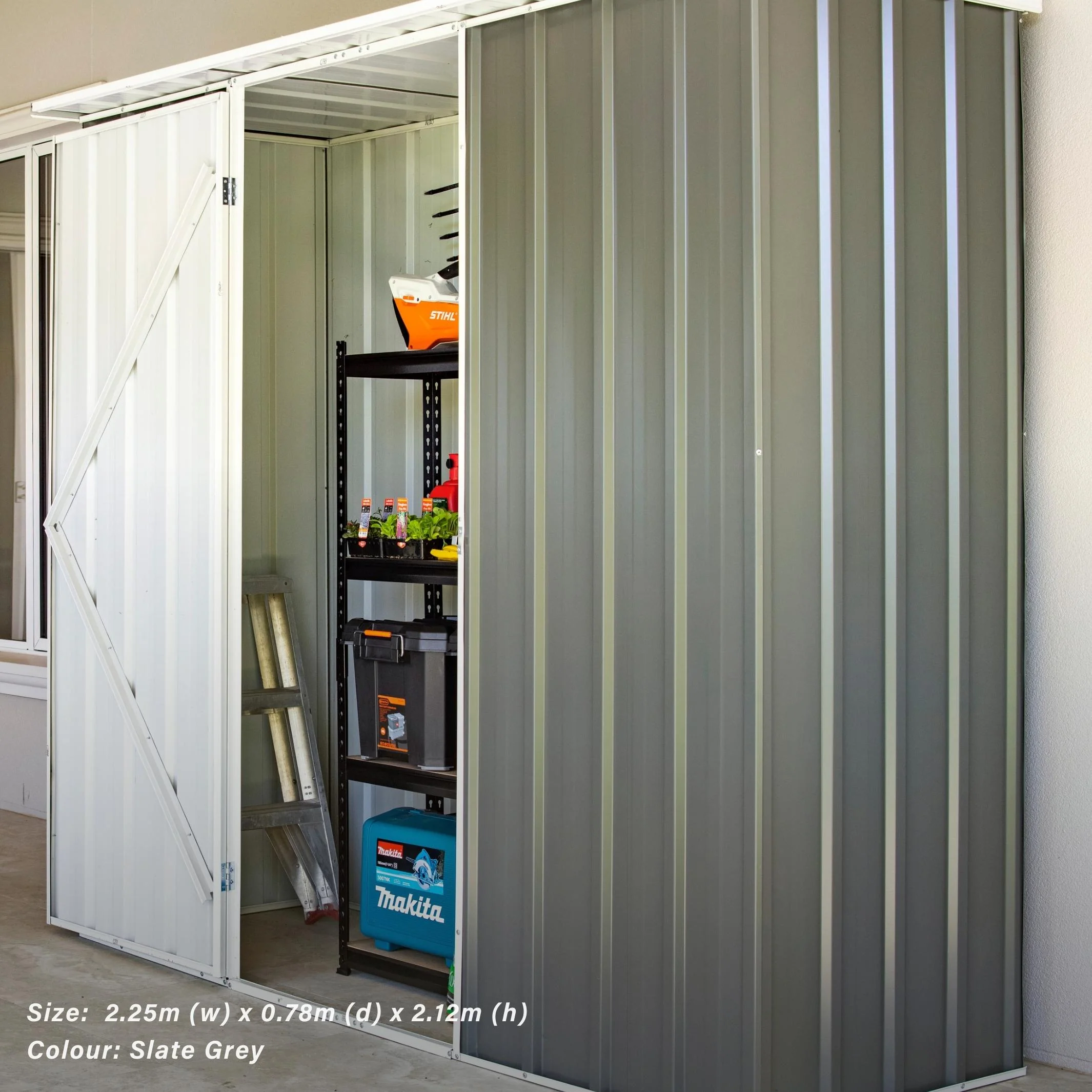 2.25m x 0.78m Flat Roof Garden Shed - Image 27