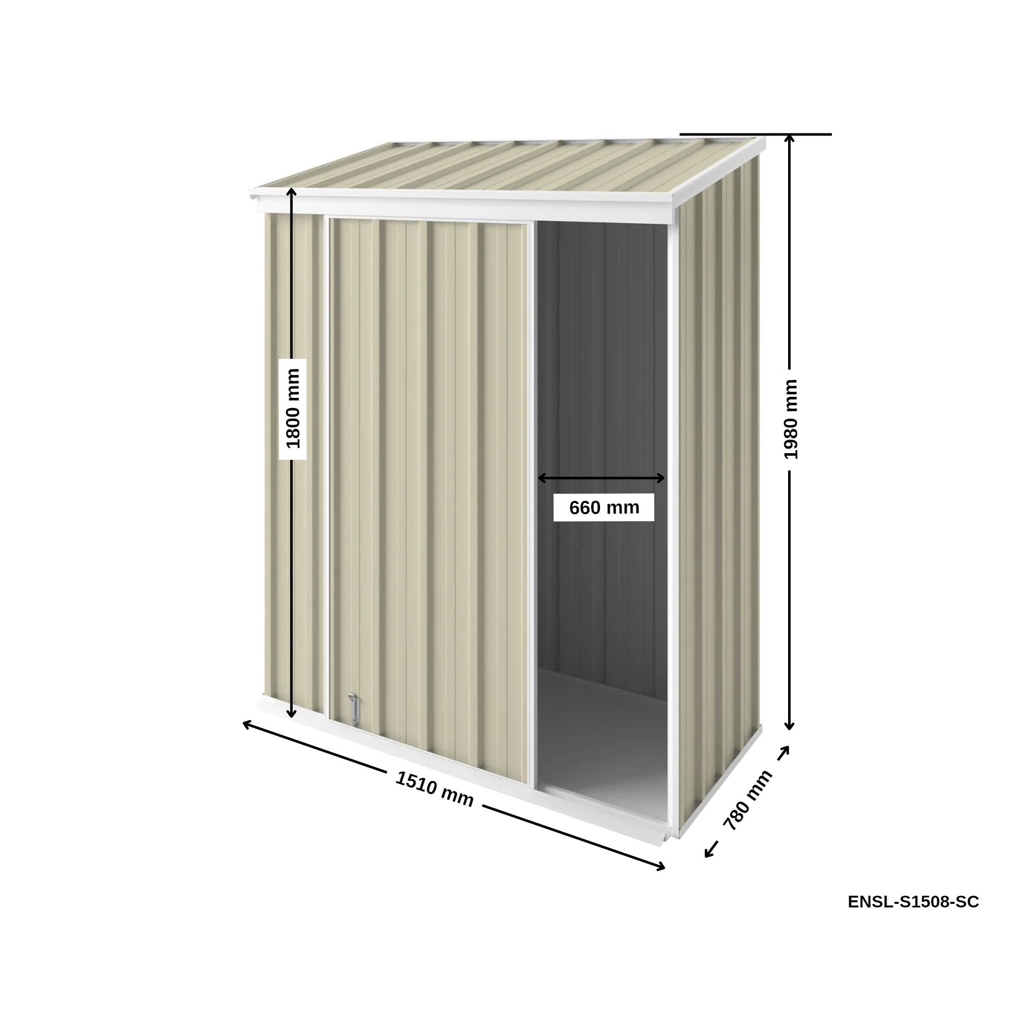 1.5m x 0.78m Narrow Slider Garden Shed - Image 16