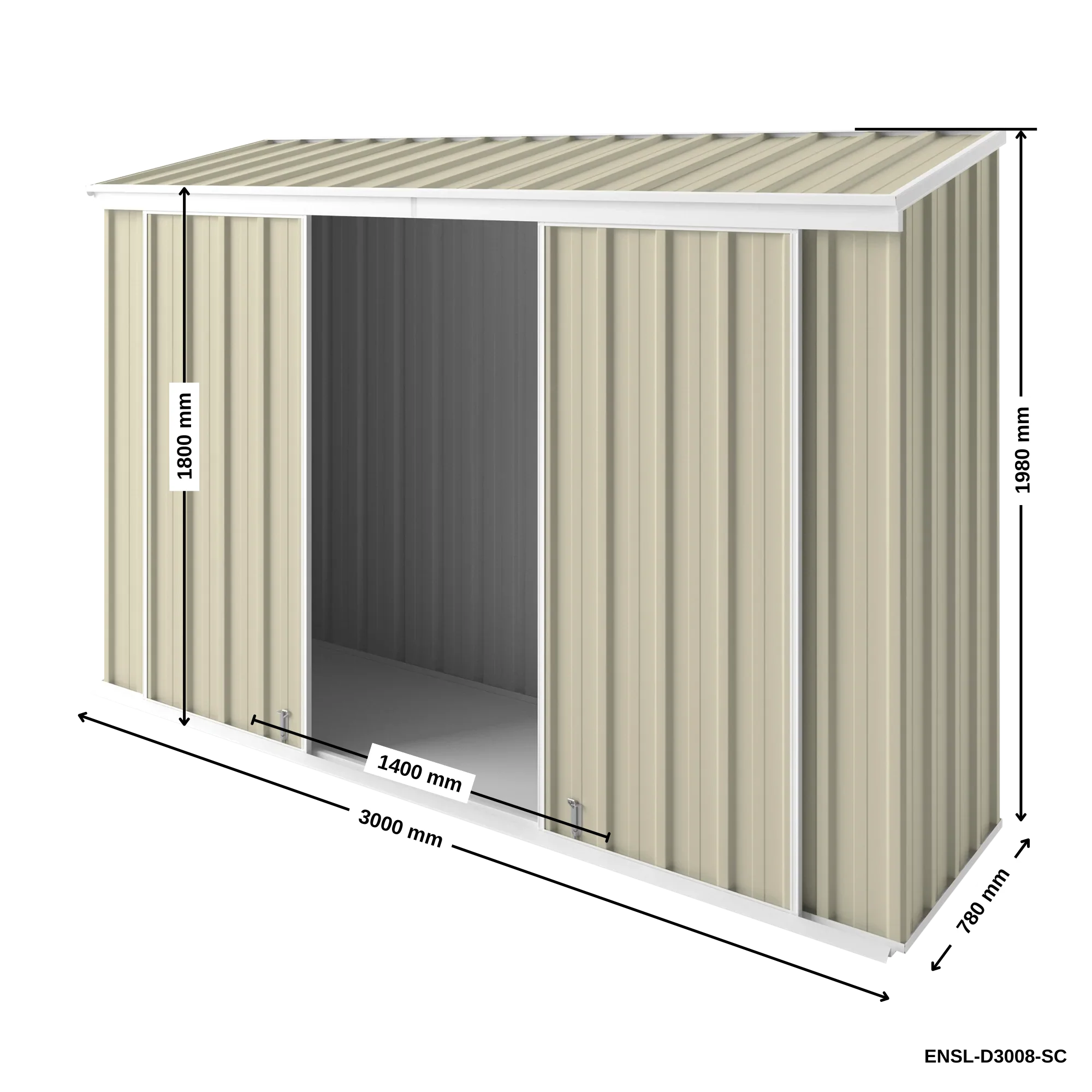 3m x 0.78m Narrow Slider Garden Shed - Image 17