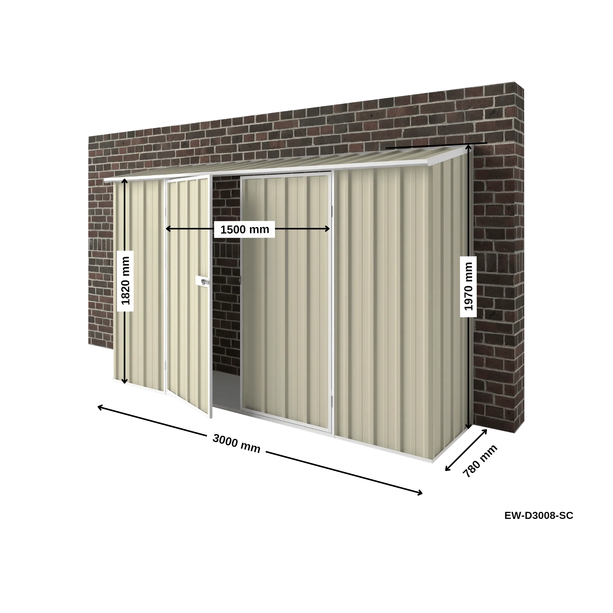 3m x 0.78m Off The Wall Garden Shed - Image 13