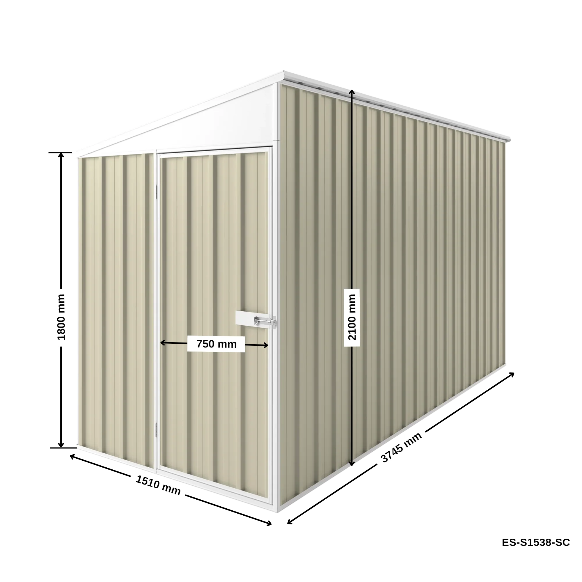 1.5m x 3.75m x 2.1m Skillion Roof Garden Shed - Image 15